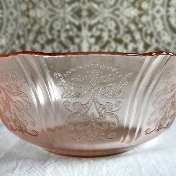 American Sweetheart Pink Depression Glass Berry Bowl Set 7 Pieces - Picture 3 of 12